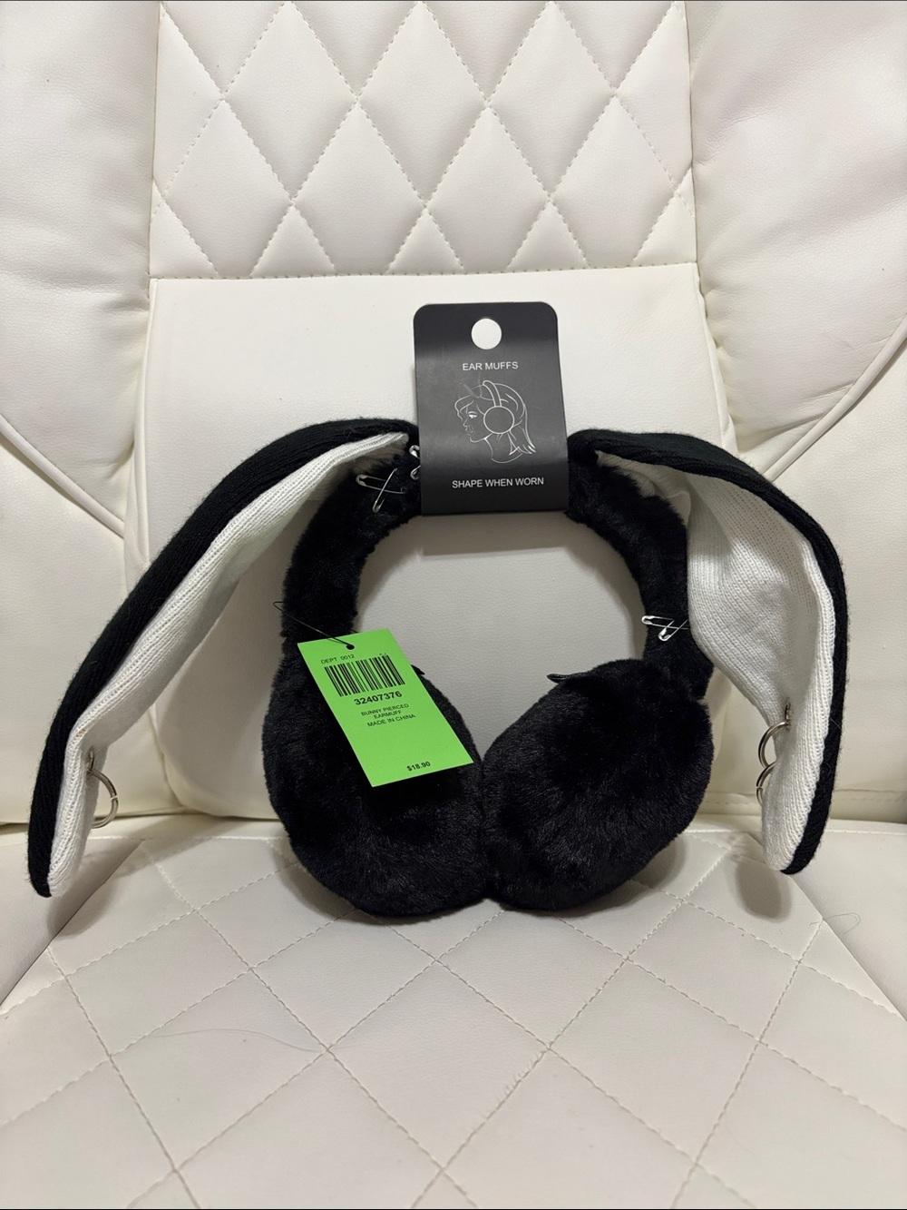 Hot Topic Black Bunny Ear Fuzzy Ear Muffs
